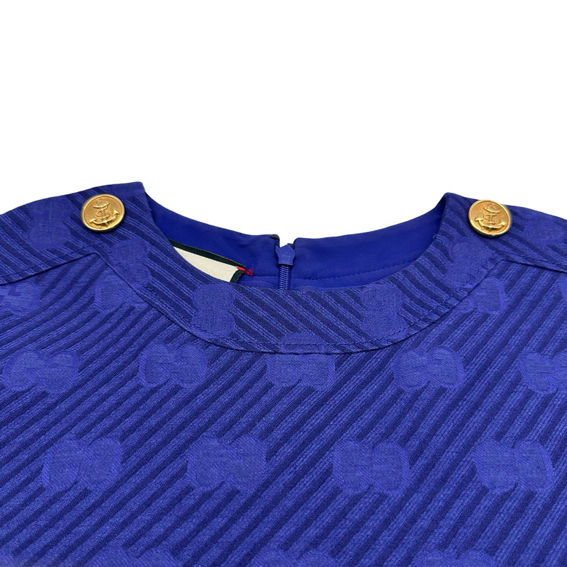グッチ GUCCI GG総柄半袖ワンピース 610872 ブルー ウール レディース 