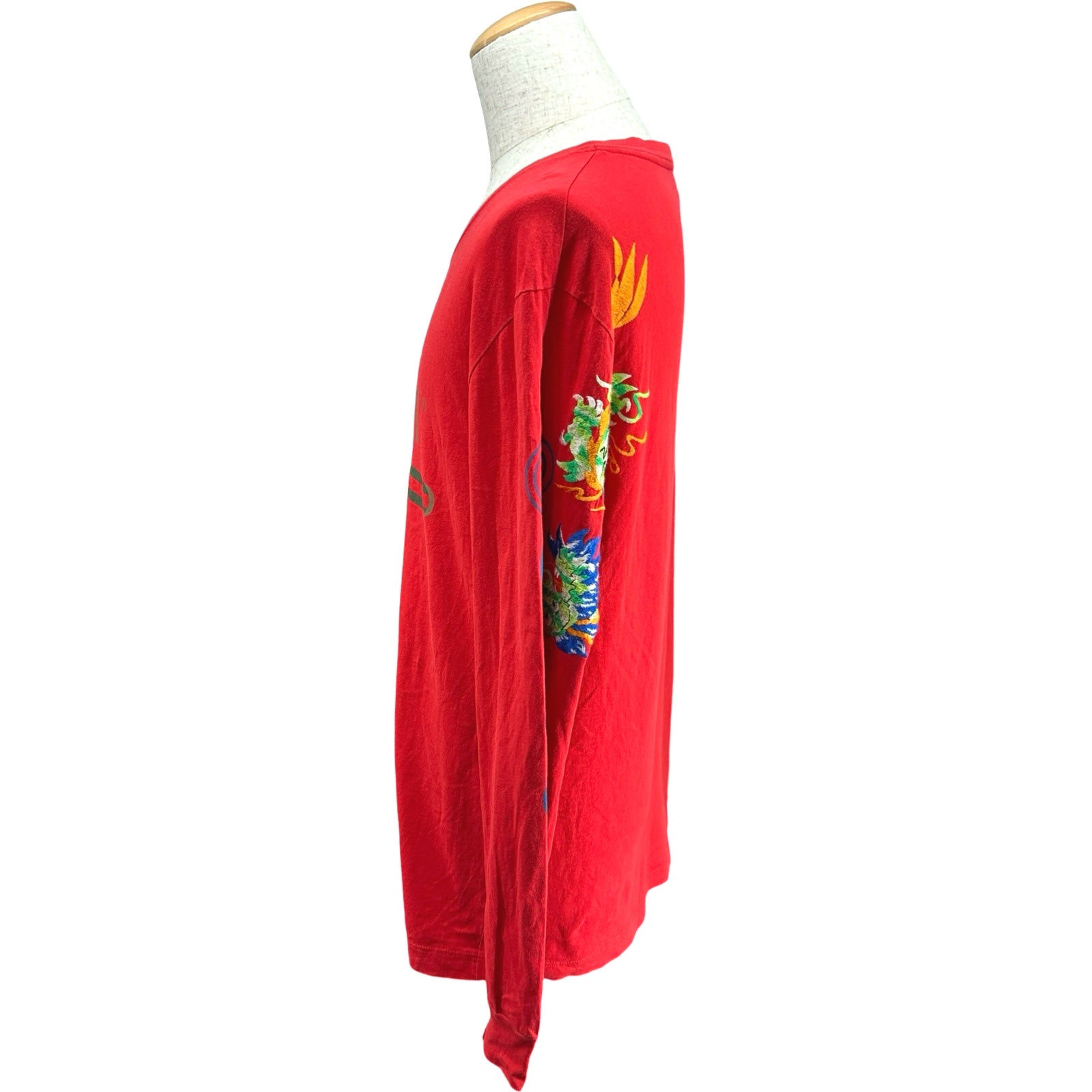GUCCI ロゴプリント 長袖Tシャツ XL 赤 グッチ GUCCI ロゴプリント長袖Tシャツ 476330 レッド コットン メンズ