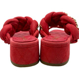 シャネル CHANEL チェーン装飾サンダル ピンク スウェード レディース サンダル