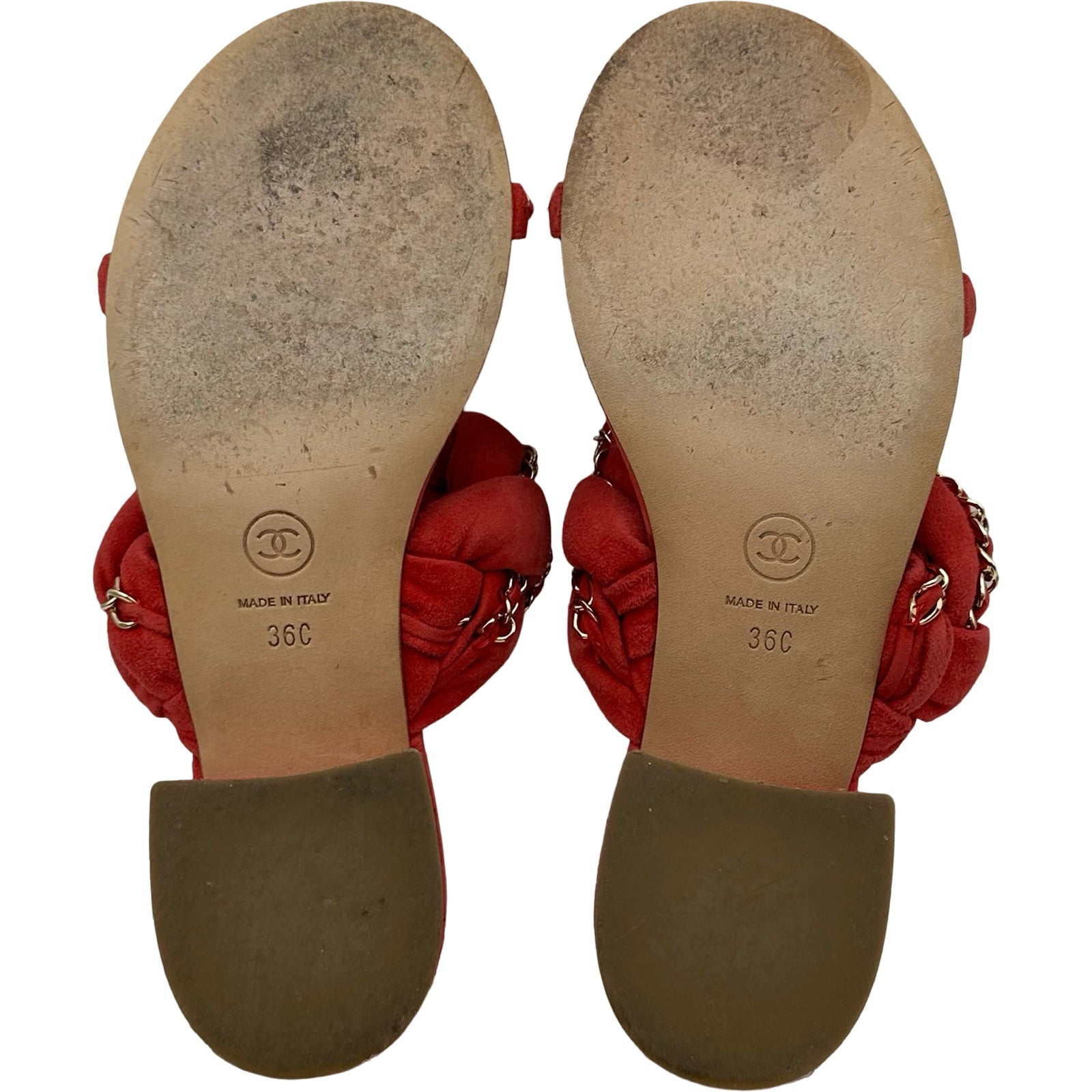 CHANEL 美品 レッド チェーンデザイン サンダル 36 【公式通販】