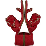 シャネル CHANEL チェーン装飾サンダル ピンク スウェード レディース サンダル