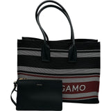 サルヴァトーレ・フェラガモ Salvatore Ferragamo ロゴトート 214955 ブラック/フレイムレッド ファブリック レディース トートバッグ