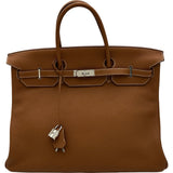エルメス HERMES バーキン40 □N刻 ゴールド シルバー金具 トゴ ユニセックス ハンドバッグ