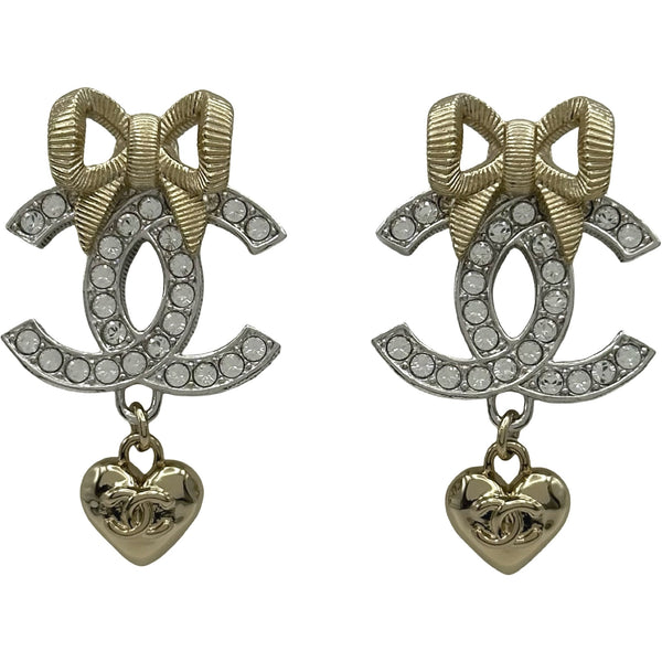 シャネル CHANEL ココマークハートリボンピアス シルバー/ゴールド