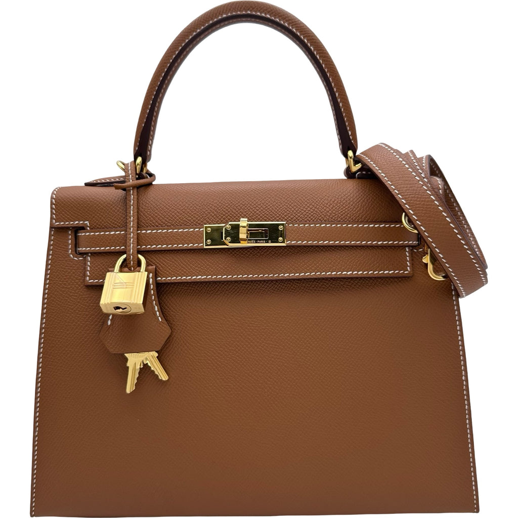 エルメス　HERMES ケリー型ハンドバッグ エルメス HERMES ケリー25 外縫い B刻印 ゴールド ゴールド金具