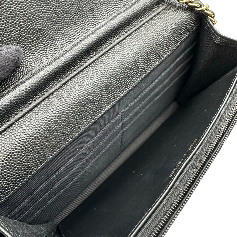 シャネル CHANEL マトラッセチェーンウォレット AP3076 ブラック ゴールド金具 キャビアスキン レディース 長財布 シャネル CHANEL マトラッセチェーンウォレット AP3076 ブラック