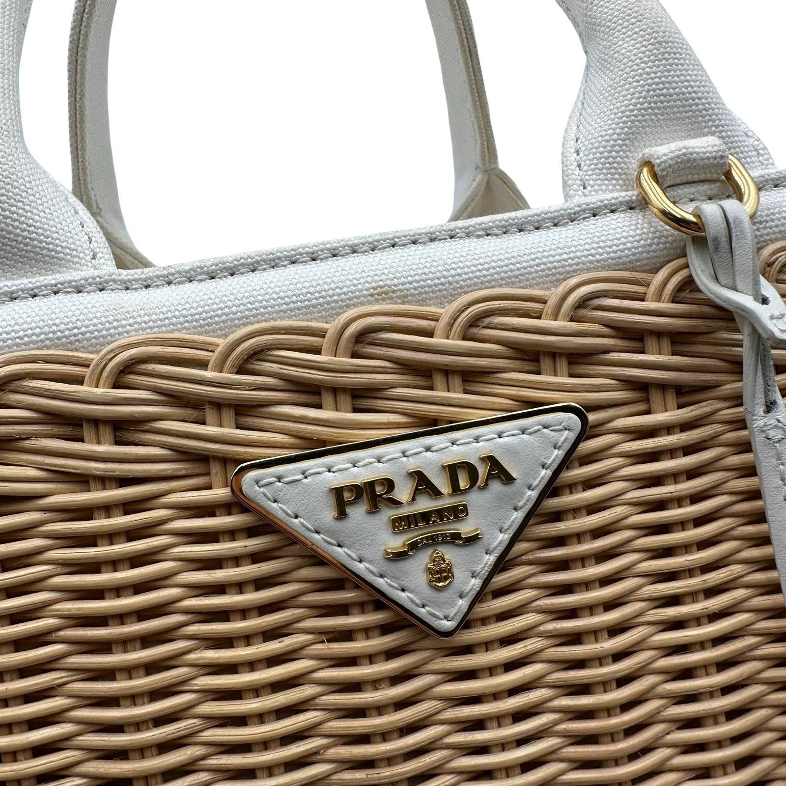 プラダ PRADA カナパウィッカーハンドバッグ 1BG835 かごバッグ