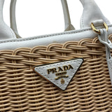 プラダ PRADA カナパウィッカーハンドバッグ 1BG835 かごバッグ ナチュラル/ホワイト ラタン レディース ハンドバッグ