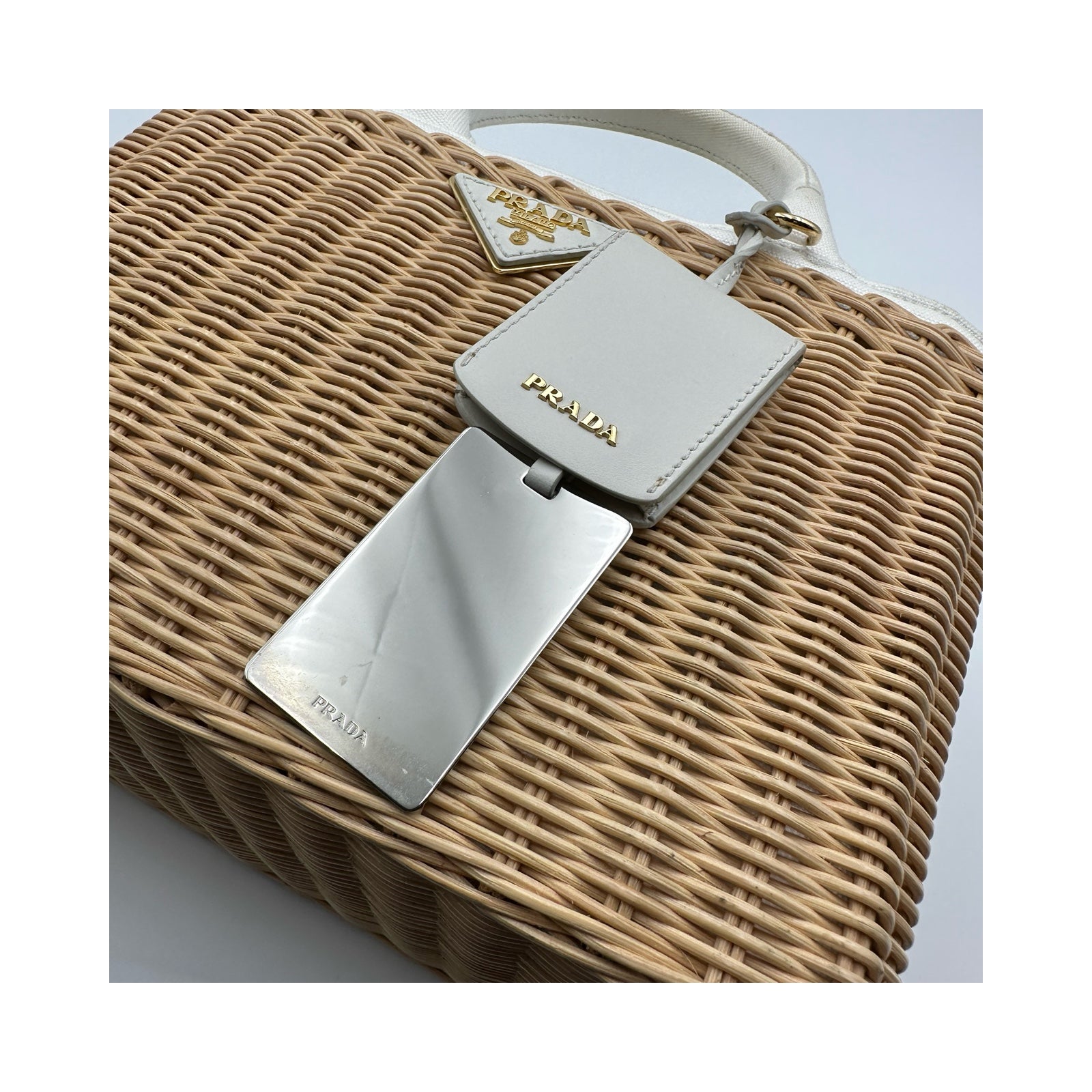 プラダ PRADA カナパウィッカーハンドバッグ 1BG835 かごバッグ