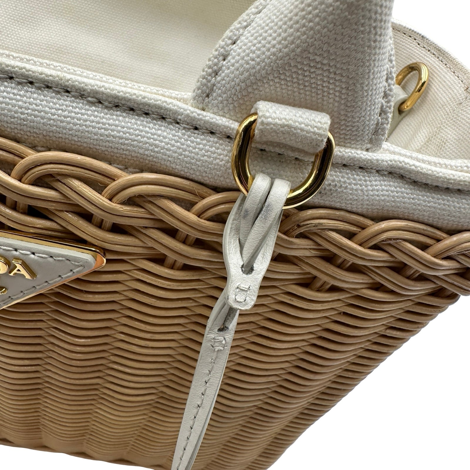 プラダ PRADA カナパウィッカーハンドバッグ 1BG835 かごバッグ