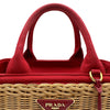 プラダ PRADA カナパウィッカー ハンドバッグ ナチュラル/レッド ラタン/キャンバス レディース ハンドバッグ