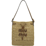 ミュウミュウ miu miu ウーブンファブリックミニ バッグ 5ND016 ナチュラル ストロー レディース ハンドバッグ