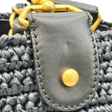 シャネル CHANEL ココマークチェーントート 10番台 ネイビー ゴールド金具 ラフィア レディース トートバッグ