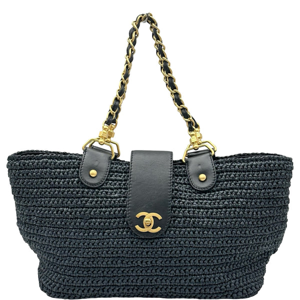 CHANELノベルティ♡ゴールドチェーンキャンバストートバックチャーム付き シャネル CHANEL ココマークチェーントート 10番台 ネイビー ゴールド