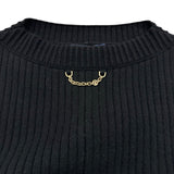 ルイ・ヴィトン LOUIS VUITTON チェーン装飾カシミヤ混リブニットセーター FPKL81 ブラック ウール レディース セーター