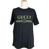 グッチ GUCCI ロゴプリント半袖Tシャツ 457095 ブラック コットン メンズ 半袖Ｔシャツ