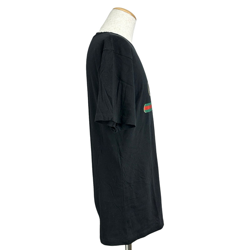 【美品】 GUCCI シャツ Tシャツ メンズ 半袖 グッチ GUCCI ロゴプリント半袖Tシャツ 457095 ブラック コットン