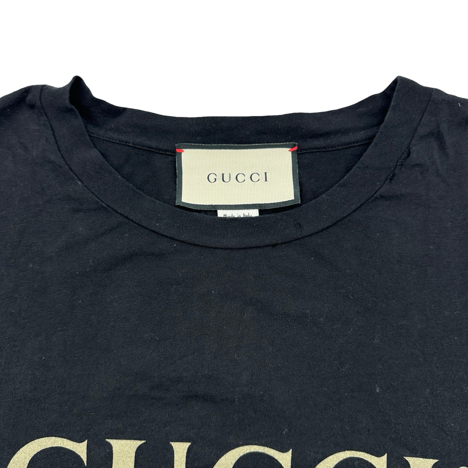 グッチ GUCCI ロゴプリント半袖Tシャツ 457095 ブラック コットン