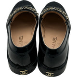 シャネル CHANEL ココマークプレートパテントローファー G37430 ブラック パテント レディース ローファー