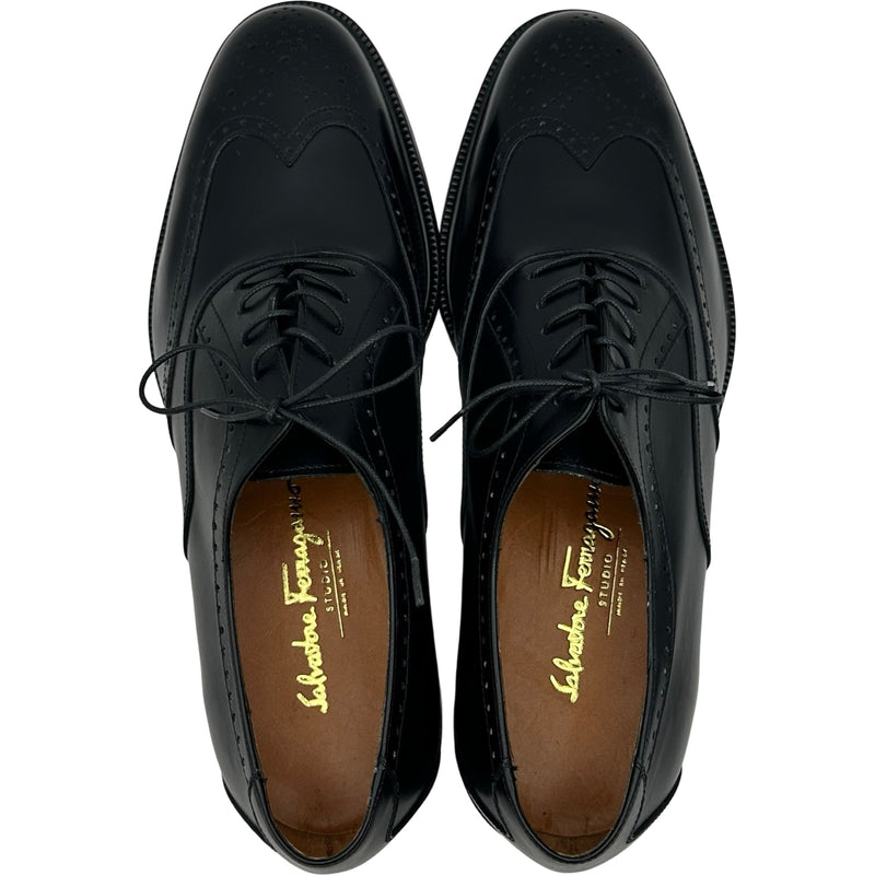 【超美品】Salvatore Ferragamo ブラックローファー サルヴァトーレ・フェラガモ Salvatore Ferragamo ウィングチップ