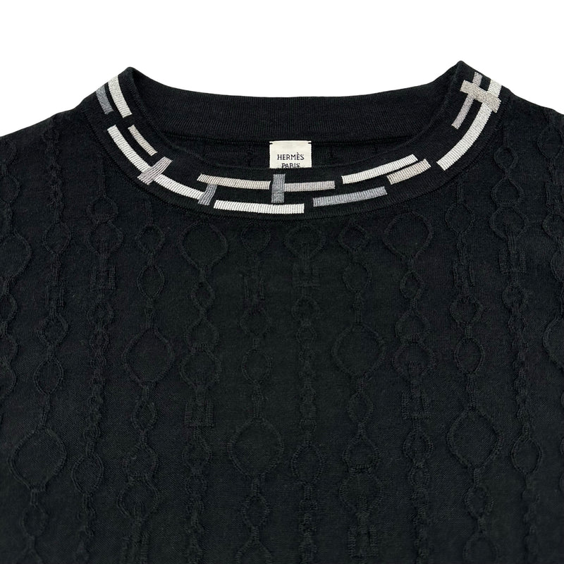 エルメス HERMES 総柄エンボスニットセーター 3H2619DA ブラック