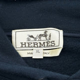 エルメス HERMES レザーパッチスウェットパーカー ネイビー コットン メンズ パーカー
