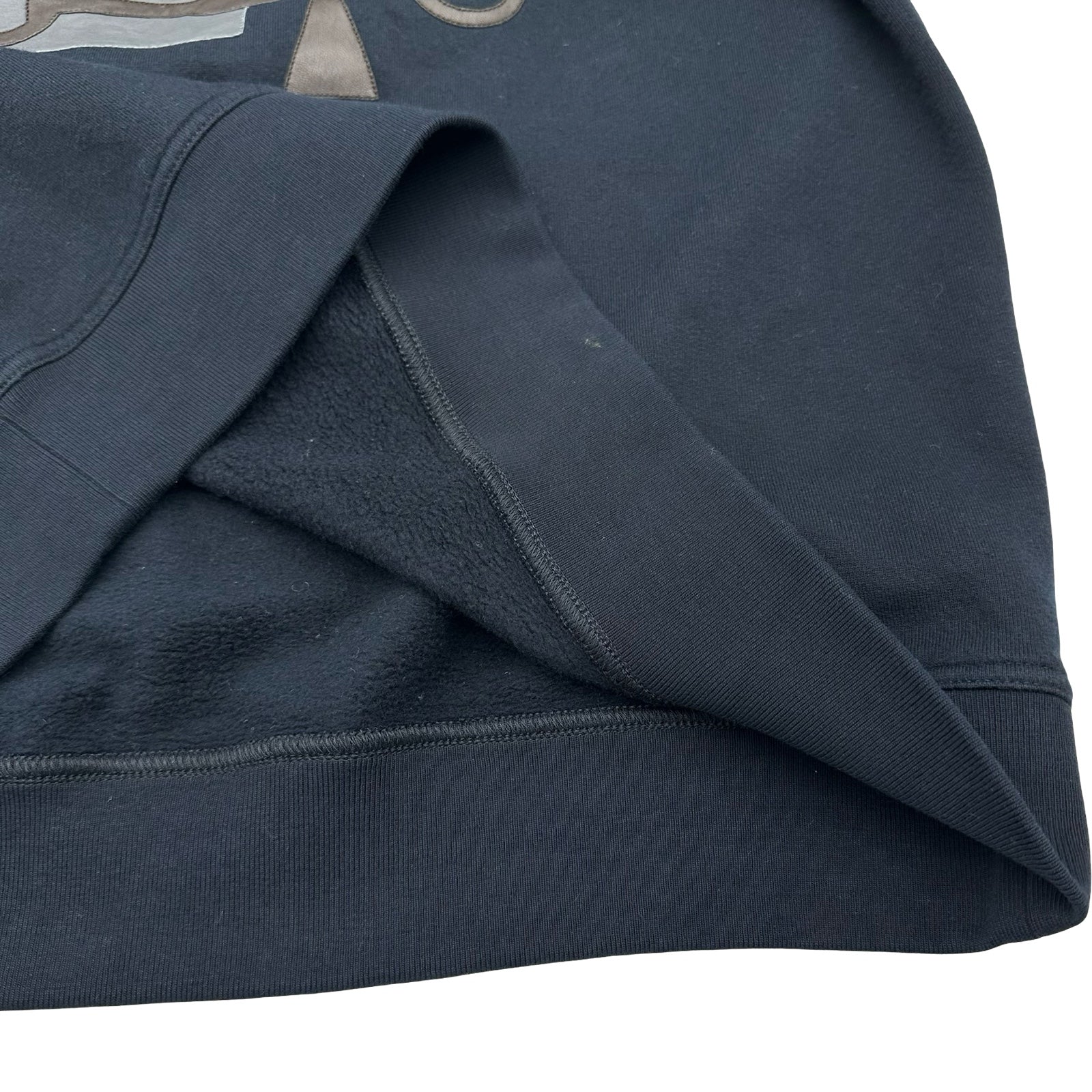 エルメス HERMES レザーパッチスウェットパーカー ネイビー コットン