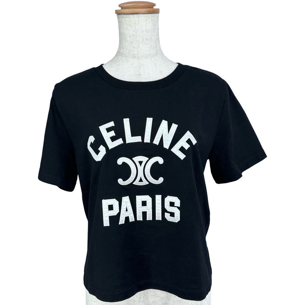 セリーヌ CELINE ロゴ刺繡Tシャツ 2X98C671Q ブラック コットン レディース 半袖Ｔシャツ セリーヌ CELINE ロゴ刺繡Tシャツ 2X98C671Q ブラック コットン