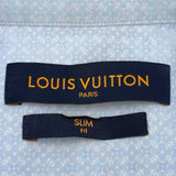 ルイ・ヴィトン LOUIS VUITTON 総柄ドレスシャツ HOS8PW ブルー コットン メンズ 長袖シャツ
