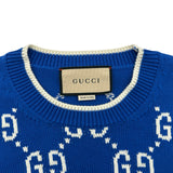 グッチ GUCCI GG総柄ニットセーター 694767 ブルー コットン メンズ セーター