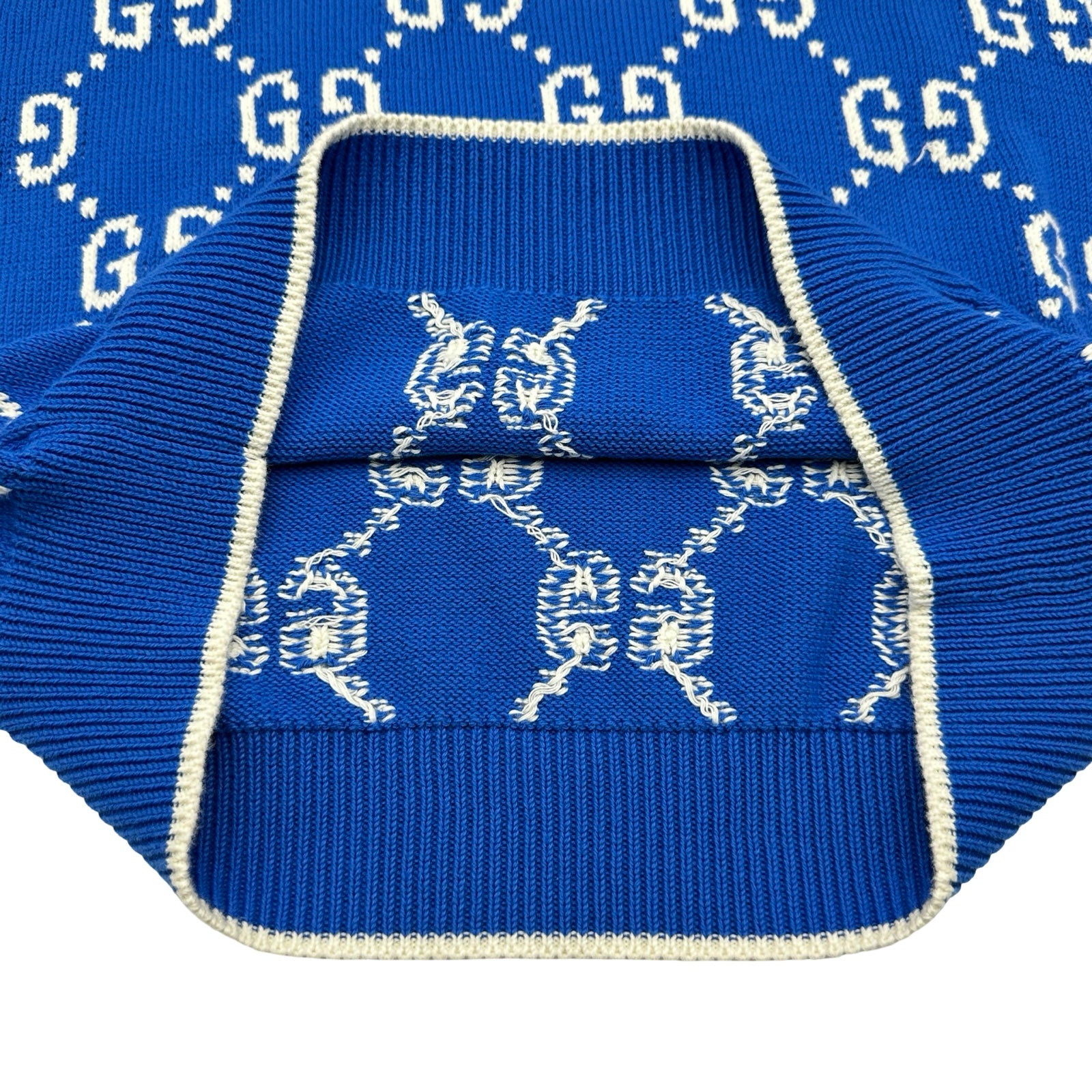 グッチ GUCCI GG総柄ニットセーター 694767 ブルー コットン メンズ