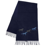 エルメス HERMES カシミヤマフラー ネイビー カシミヤ/ラムレザー レディース マフラー