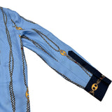 グッチ GUCCI 総柄ボウタイシルクブラウス 856109 ブルー シルク レディース ブラウス
