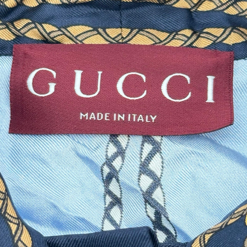 グッチ GUCCI 総柄ボウタイシルクブラウス 856109 ブルー シルク