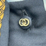 グッチ GUCCI 総柄ボウタイシルクブラウス 856109 ブルー シルク レディース ブラウス