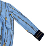グッチ GUCCI 総柄ボウタイシルクブラウス 856109 ブルー シルク レディース ブラウス