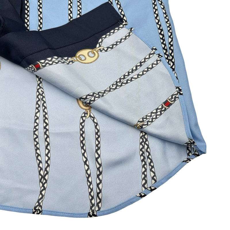 グッチ GUCCI 総柄ボウタイシルクブラウス 856109 ブルー シルク
