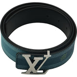 ルイ・ヴィトン LOUIS VUITTON サンチュールLVイニシャル 40mm M0520 ライトブルー ダミエストライプ ユニセックス ベルト