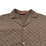 グッチ GUCCI GGキャンバスリネンブレンドボワリングシャツ 794907 ブラウン リネン メンズ 半袖シャツ