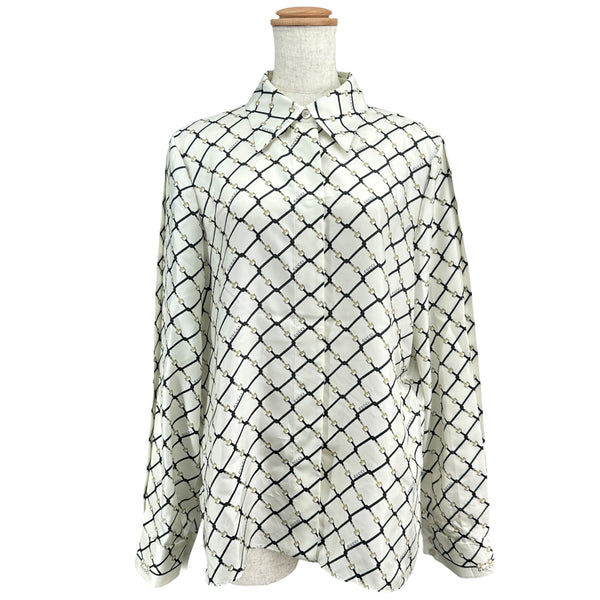 グッチ GUCCI 総柄シルクツイルシャツ 852949 ホワイト シルク 