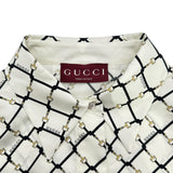 グッチ GUCCI 総柄シルクツイルシャツ 852949 ホワイト シルク レディース 長袖シャツ