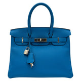 エルメス HERMES バーキン30ヴェルソ ブルーサンジバル/マラカイト トゴ レディース ハンドバッグ