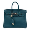 エルメス HERMES バーキン25 ヴェルソ Z刻 ヴェールボスフォール/ブルーオーシャン シルバー金具 トゴ レディース ハンドバッグ