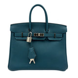 エルメス HERMES バーキン25 ヴェルソ Z刻 ヴェールボスフォール/ブルーオーシャン シルバー金具 トゴ レディース ハンドバッグ