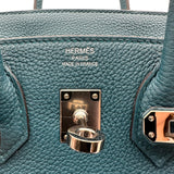 エルメス HERMES バーキン25 ヴェルソ Z刻 ヴェールボスフォール/ブルーオーシャン シルバー金具 トゴ レディース ハンドバッグ