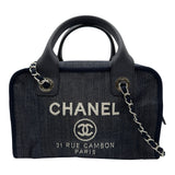 シャネル CHANEL ドーヴィル ボーリングバッグ A92749 ネイビー/シルバー金具 デニム レディース ボストンバッグ