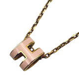 エルメス HERMES ポップH ミニネックレス ピンク/ゴールド メタル エナメル ペンダント アクセサリー レディース