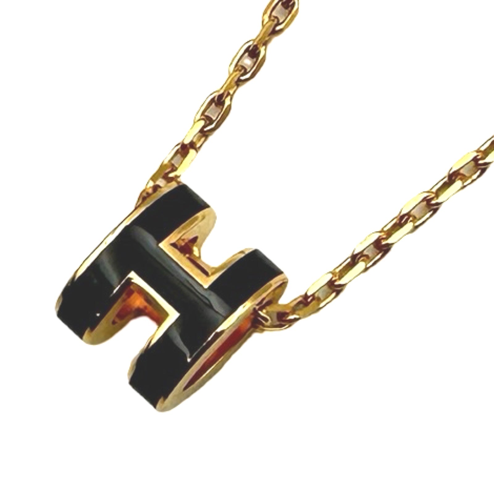 正規品 エルメス HERMES ポップH ネックレス エルメス HERMES ポップH ミニネックレス ブラック/ゴールド メタル