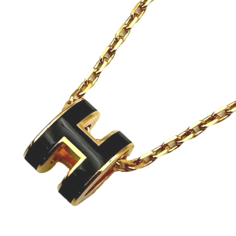 エルメス HERMES ポップH ミニネックレス ブラック/ゴールド メタル