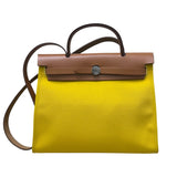 エルメス HERMES エールバッグジップPM Y刻 イエロー ゴールド トワル/ハンター ユニセックス ハンドバッグ